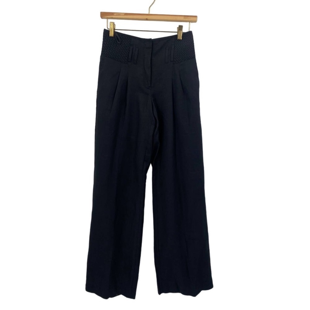 REISS 2 Rylie Black Linen Wide Leg pants